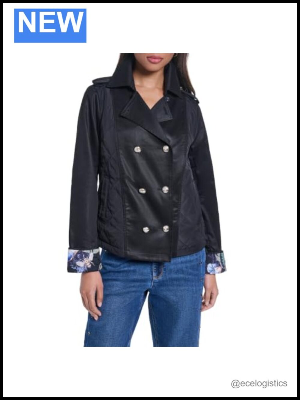 Cropped Puffer Trench Jacket Women's Cotton Button Front